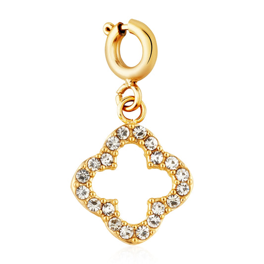 Over & Over Gold 14k Plated CZ Clover Charm