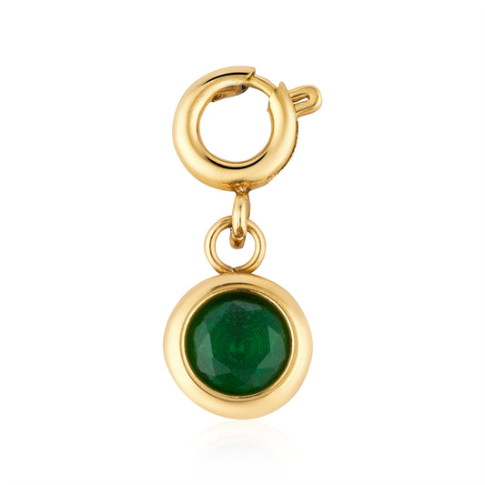 Over & Over Gold 14k Plated Green CZ Charm