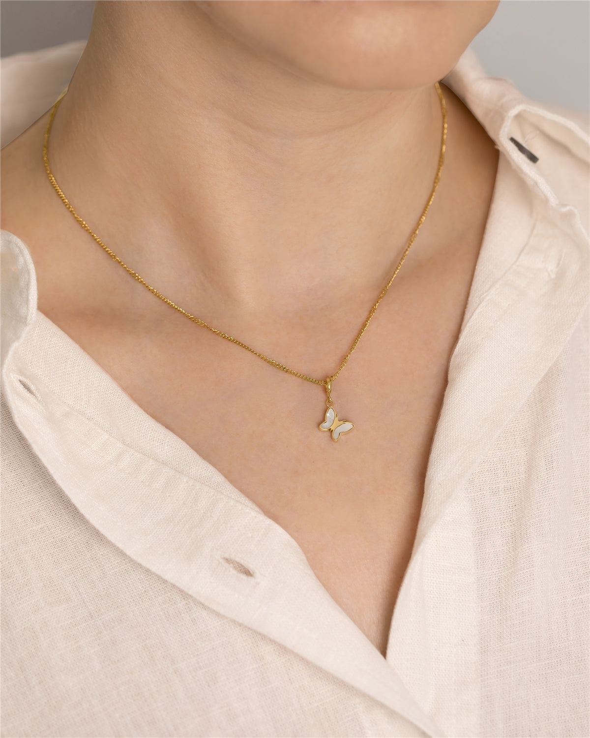 Over & Over Gold 14k Plated  Mother of Pearl Butterfly Charm