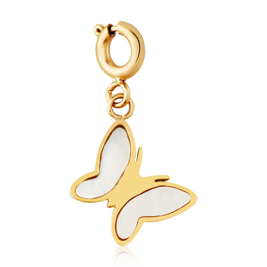 Over & Over Gold 14k Plated  Mother of Pearl Butterfly Charm