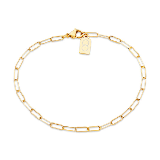 Over & Over Gold 14k Plated Paper Clip Charm Bracelet