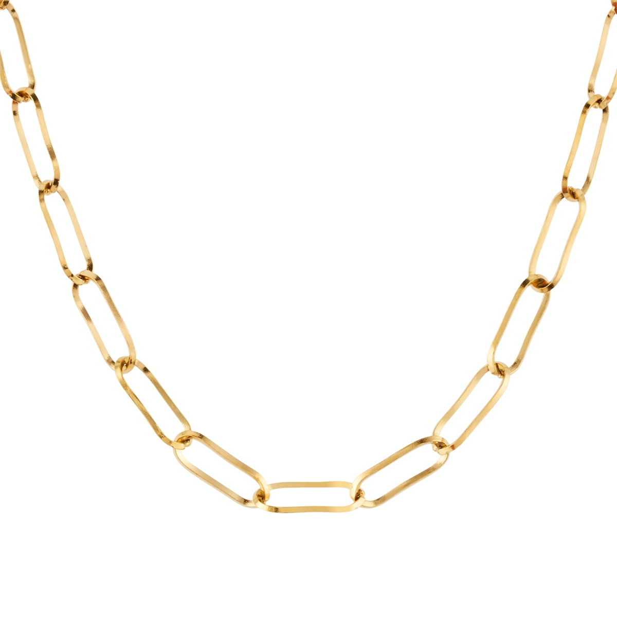 Over & Over Gold 14k Plated Paperclip Charm Necklace