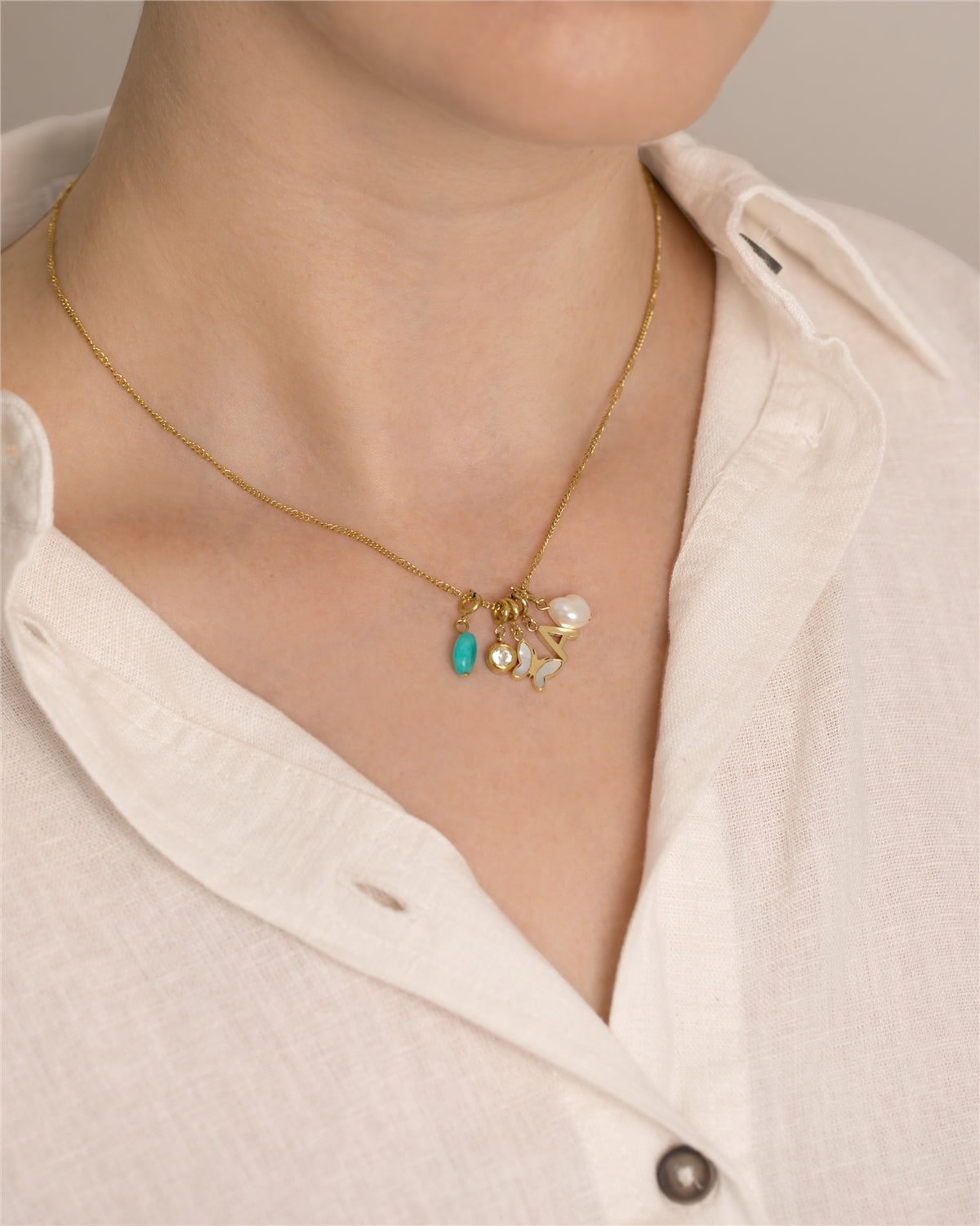 Over & Over Gold 14k Plated Pearl Charm