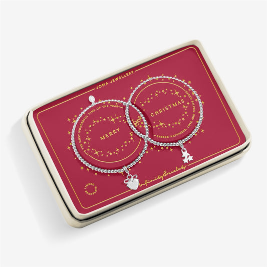 Joma Boxed Infinity Merry Christmas Set of 2 Bracelets