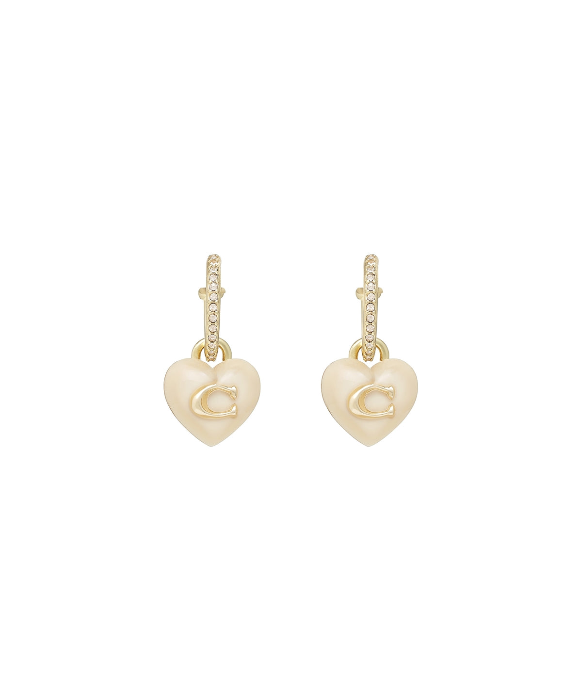 Coach Gold Blush Resin Heart Pavé Huggies