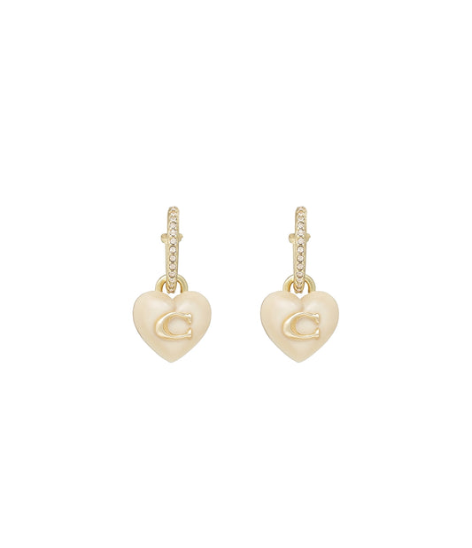 Coach Gold Blush Resin Heart Pavé Huggies