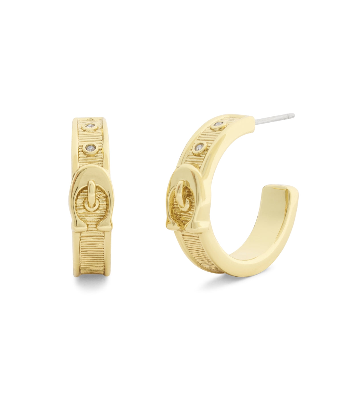 Coach Gold C CZ Buckle Hoops