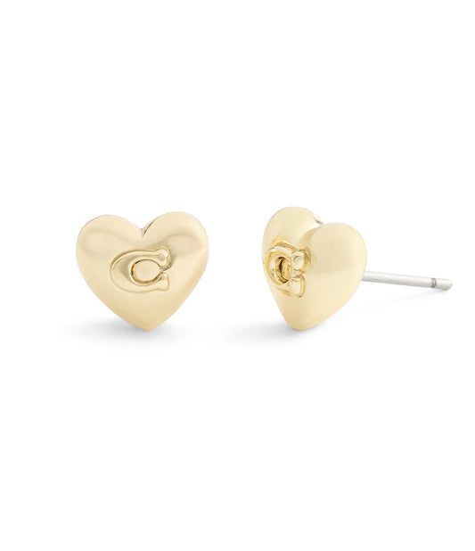 Coach Gold C Heart Studs
