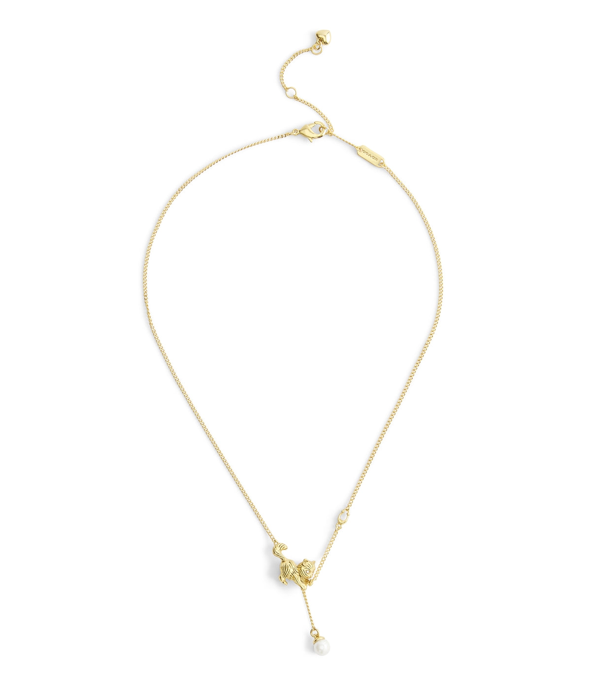 Coach Gold Cat Pearl Necklace