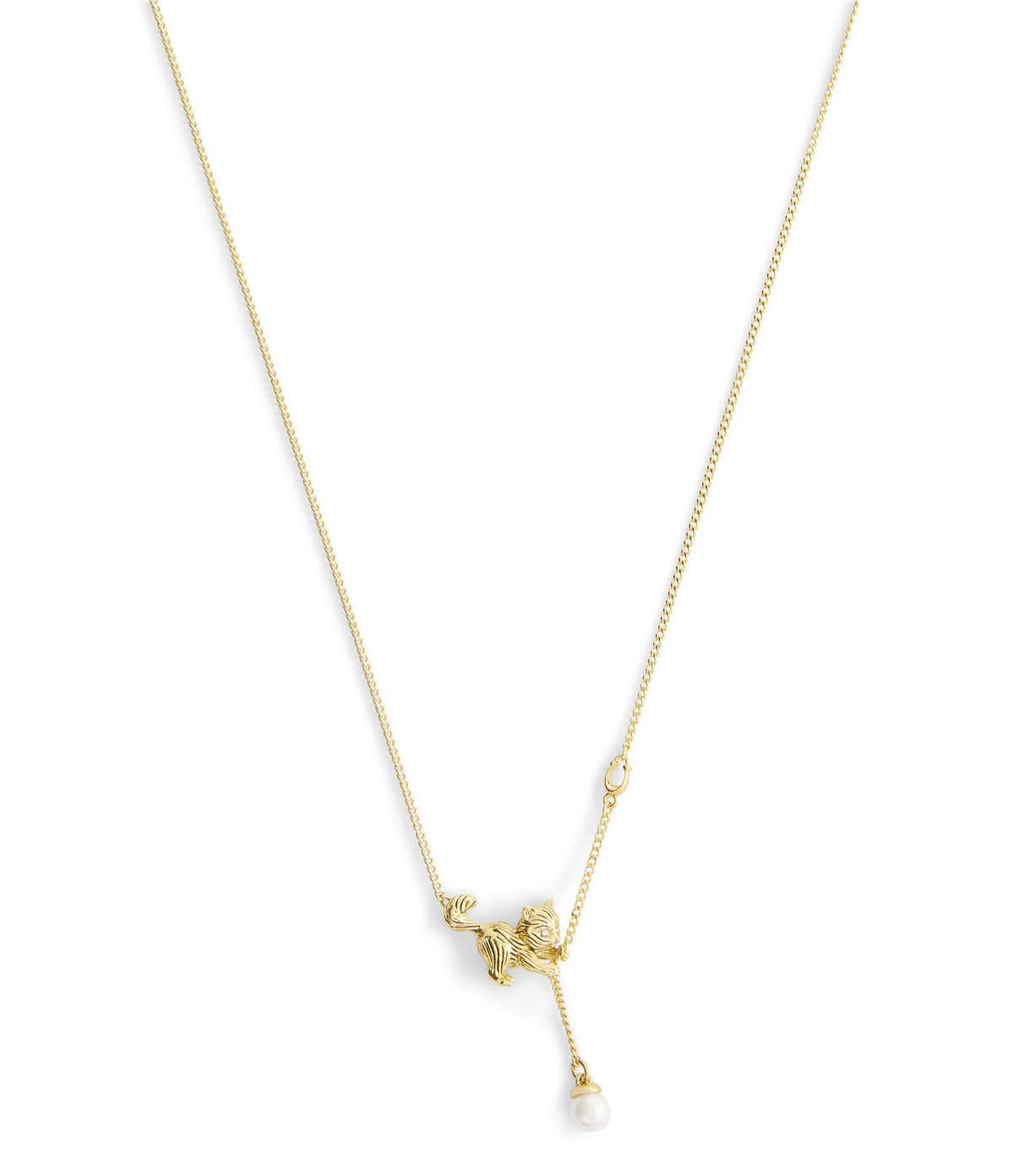 Coach Gold Cat Pearl Necklace