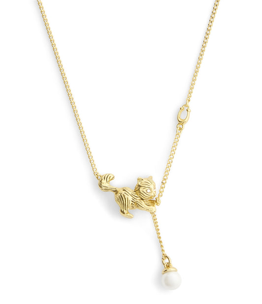 Coach Gold Cat Pearl Necklace