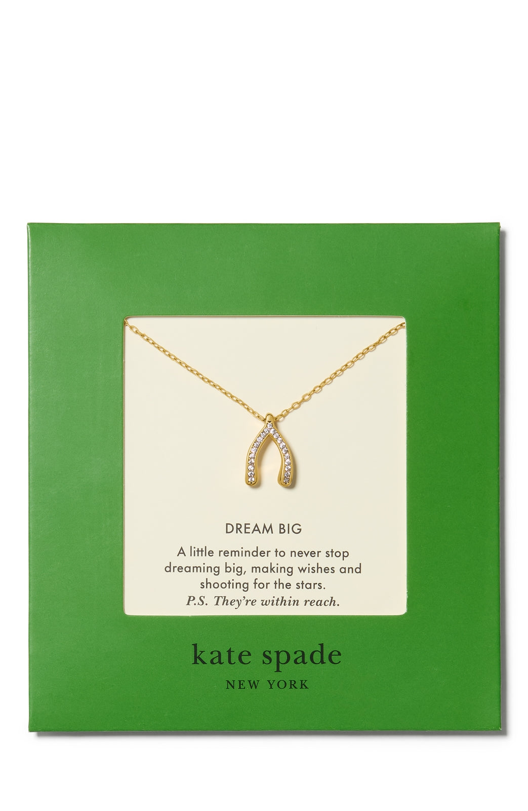 Kate Spade New York Gold Gift Dream Big Wishbone CZ Necklace