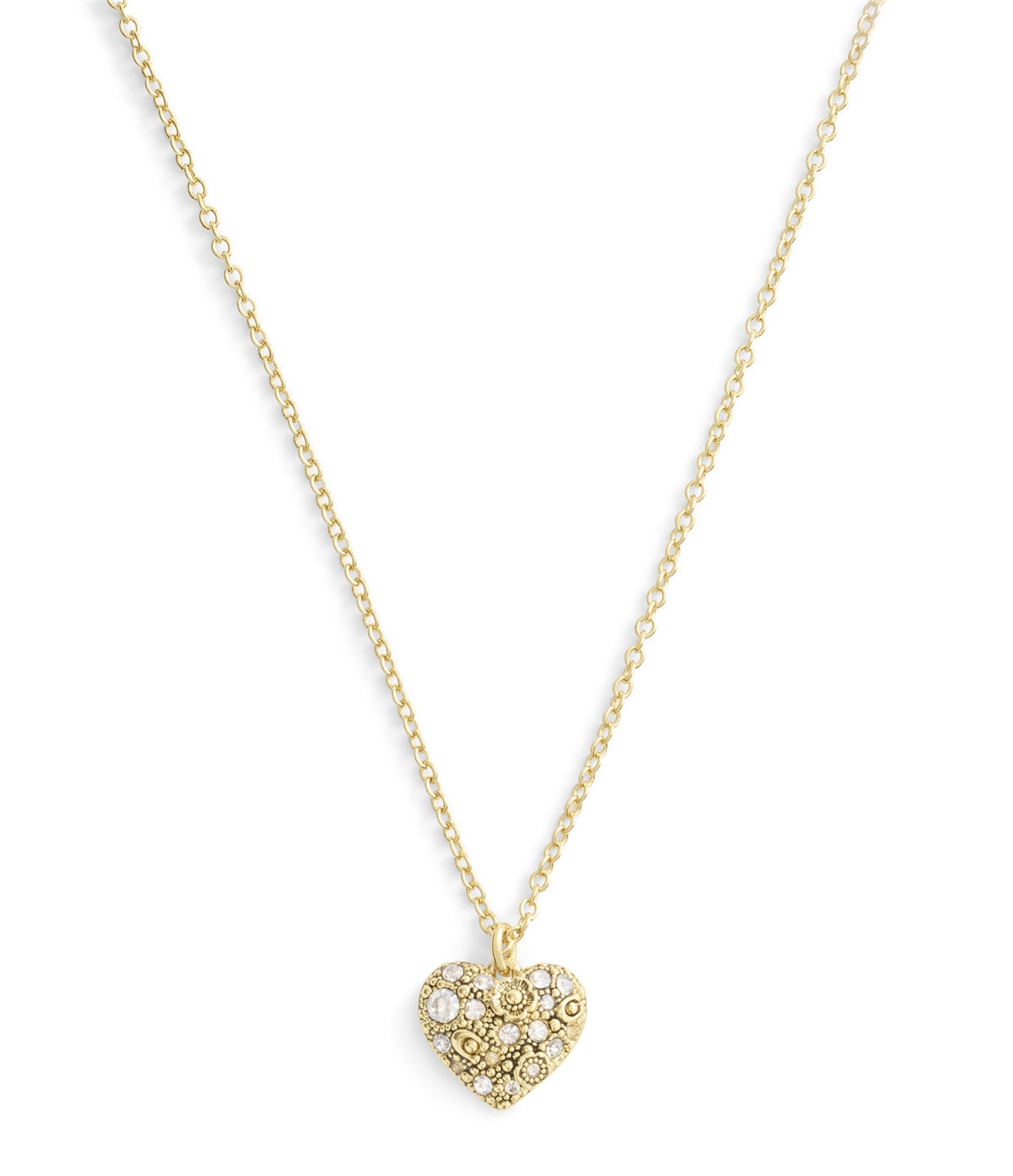 Coach Gold Heart Crystal Boxed Stud and Necklace Set