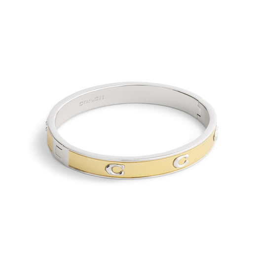 Coach Gold Mix C Logo Inlay Hinge Bangle