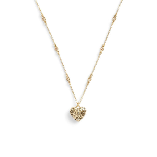 Coach Gold Quilted Heart Necklace
