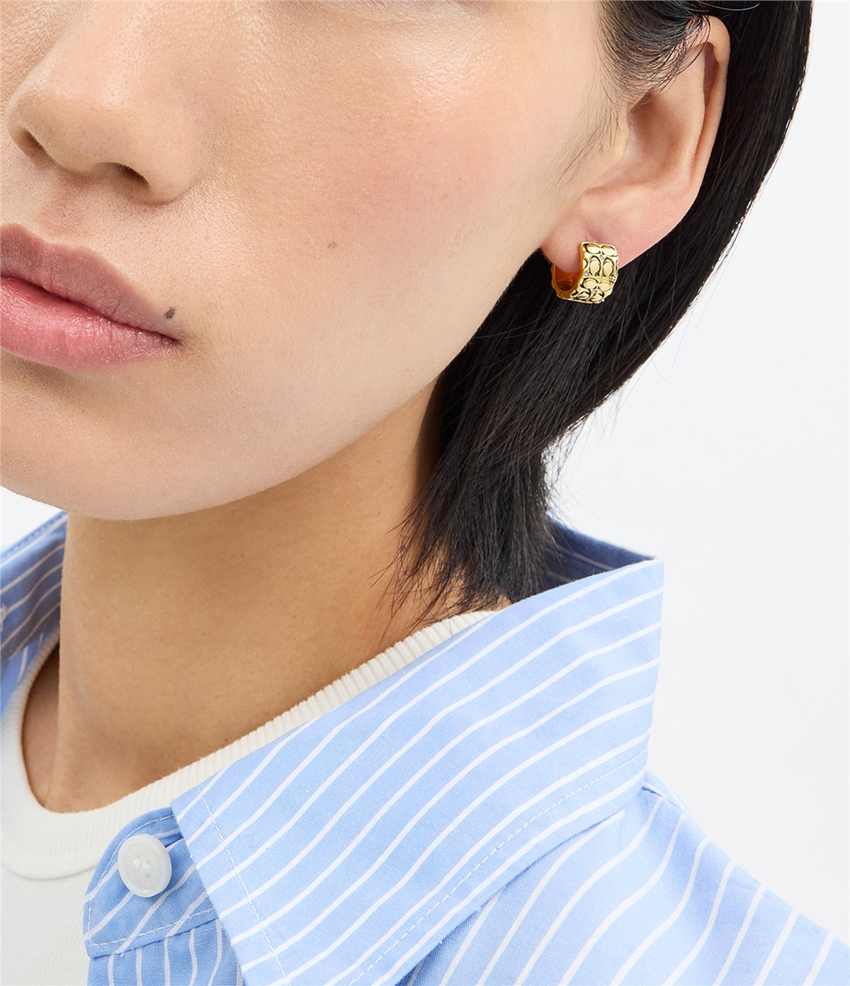 Coach Gold Quilted Hoops