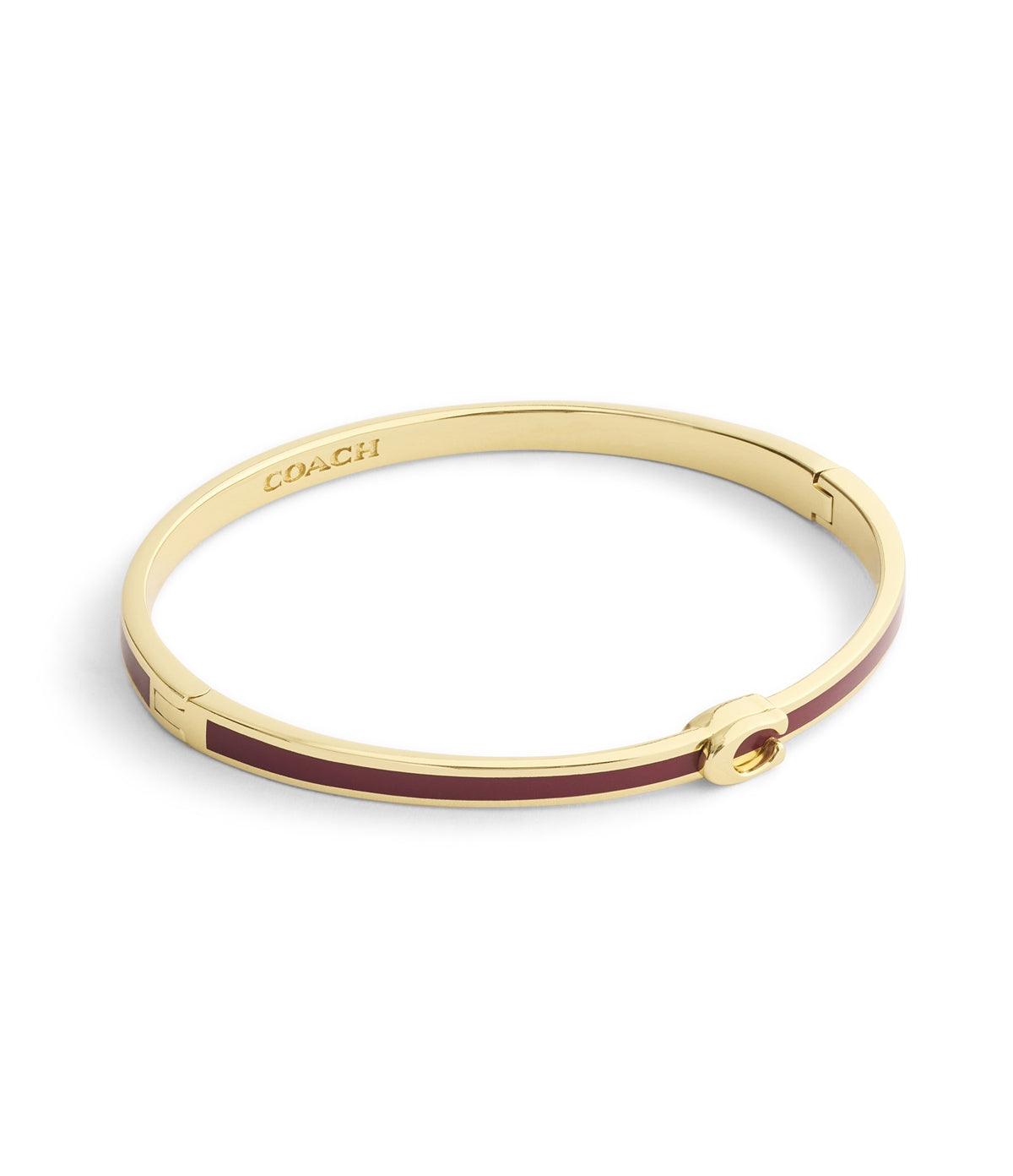 Coach Gold Red C Logo Boxed Bangle