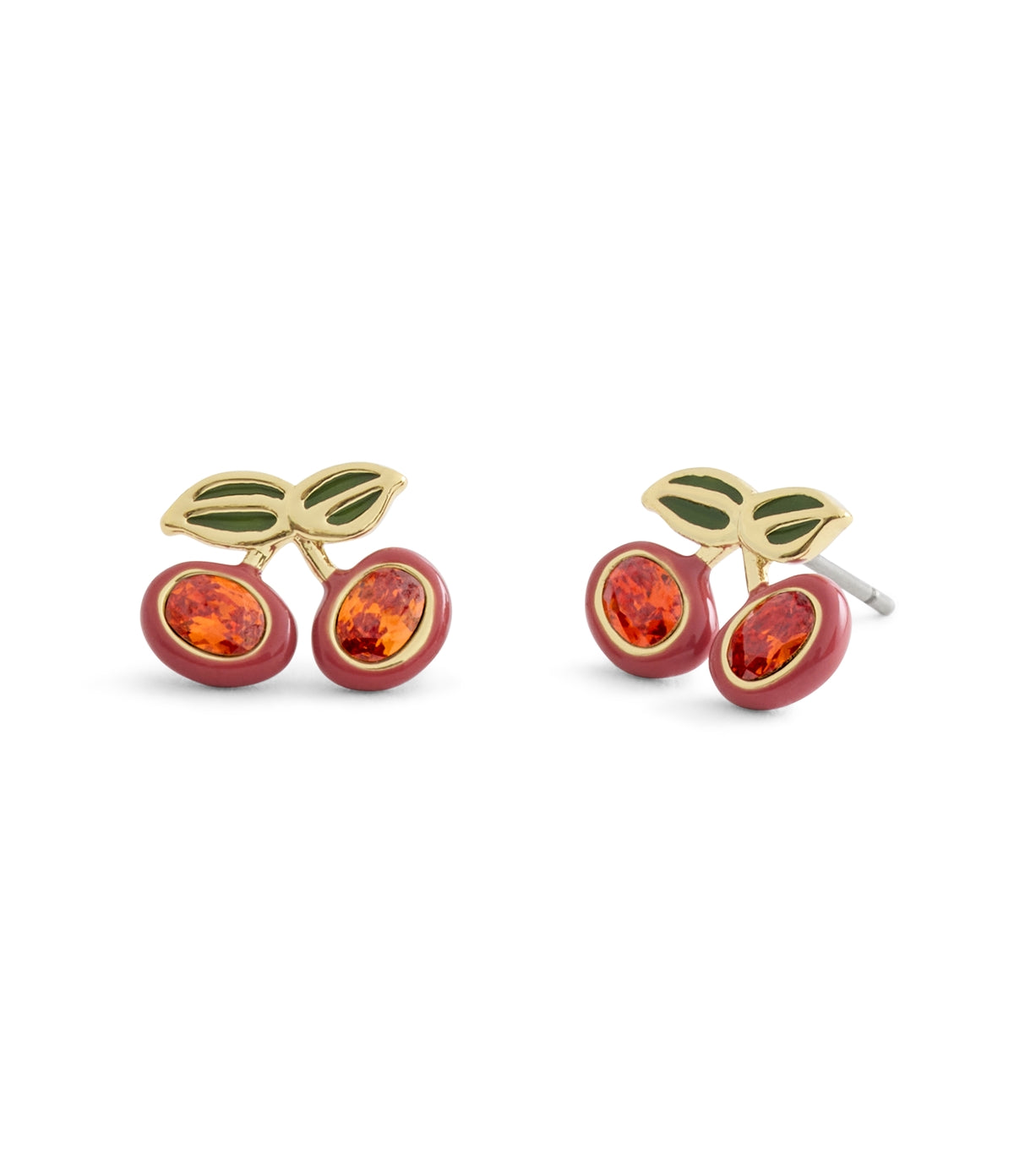 Coach Gold Red Cherry Boxed Stud and Necklace Set