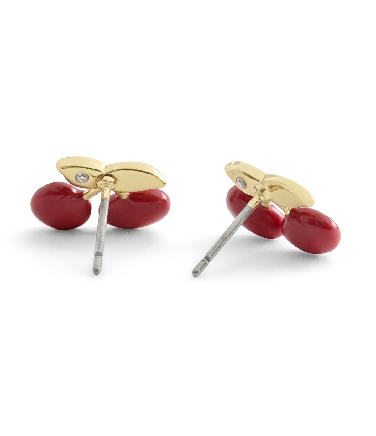 Coach Gold Red Cherry Boxed Stud and Necklace Set