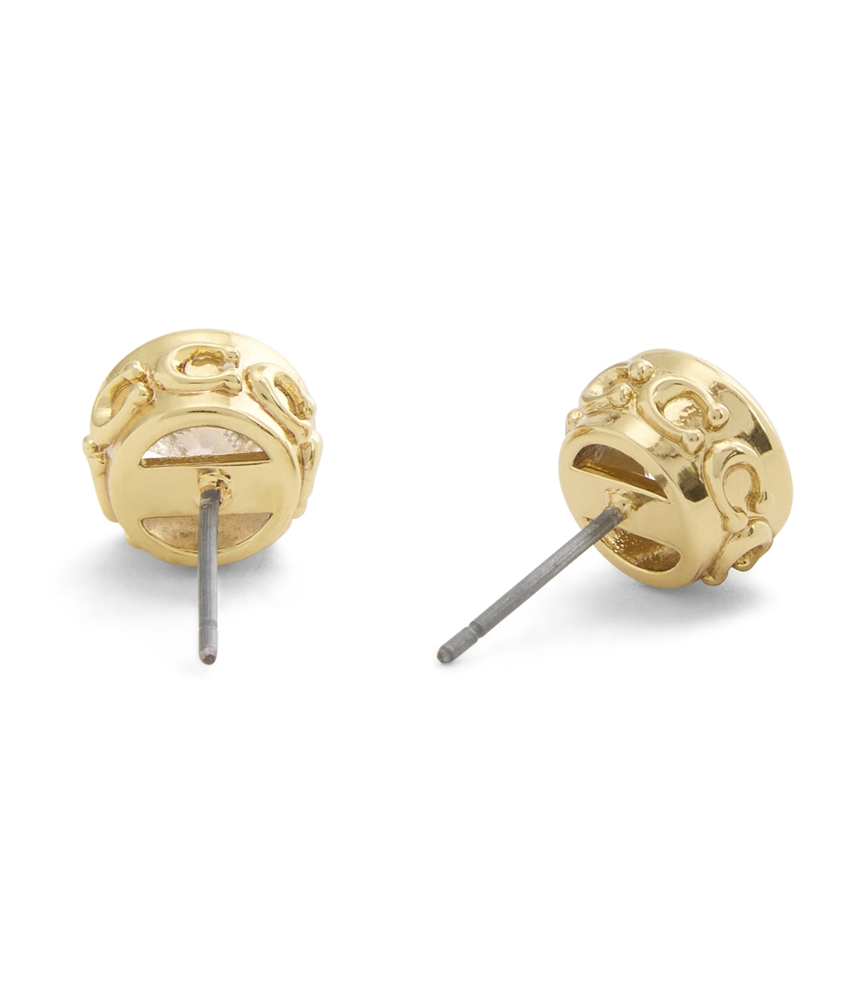 Coach Gold Round CZ Boxed Stud and Necklace Set