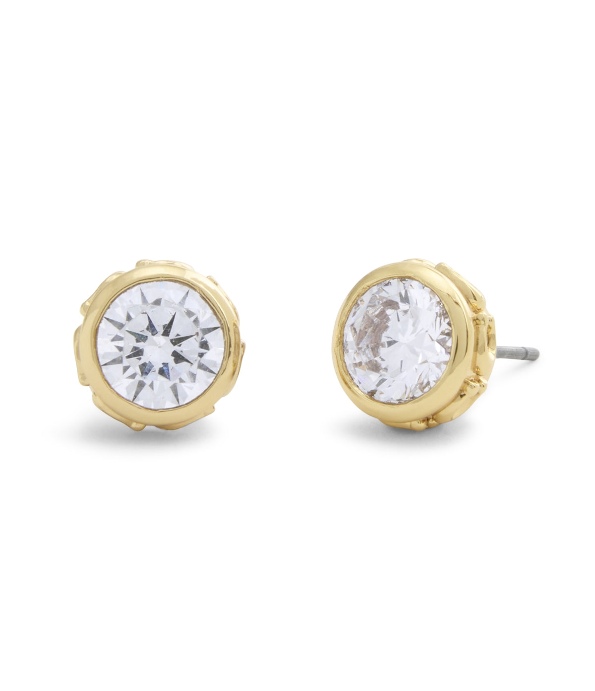 Coach Gold Round CZ Boxed Stud and Necklace Set
