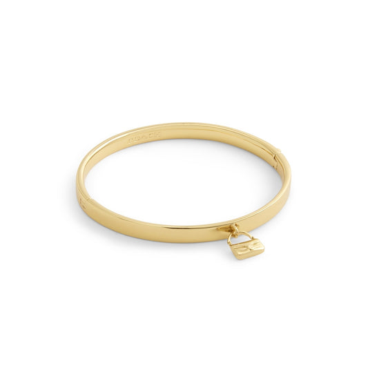 Coach Gold Tabby Charm Hinged Bangle