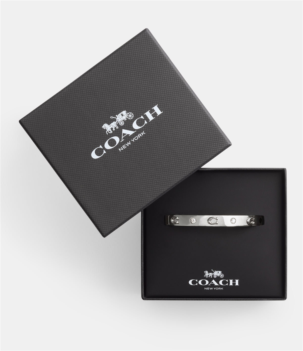 Coach Silver Boxed C Logo Hinged Bangle