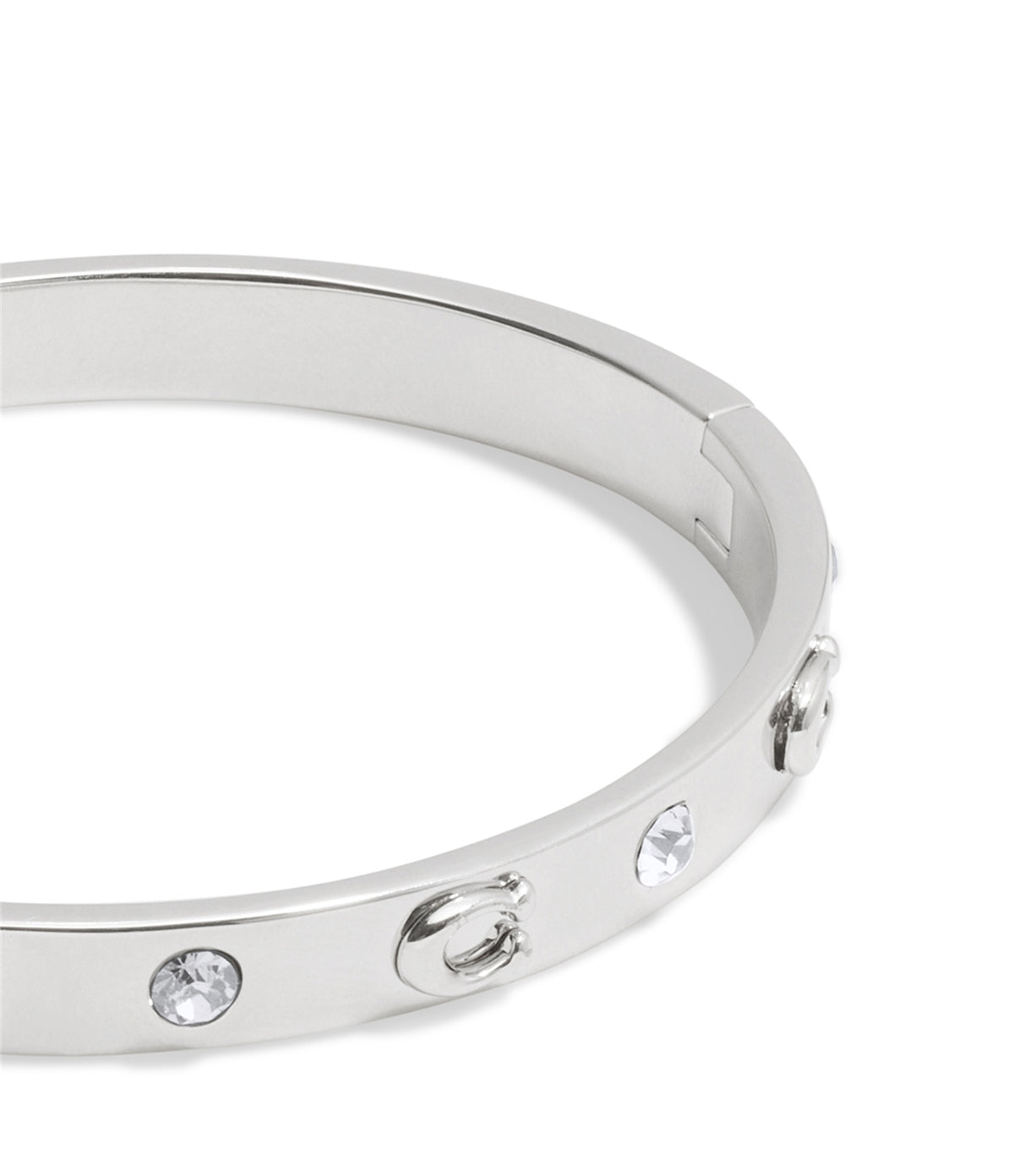 Coach Silver Boxed C Logo Hinged Bangle