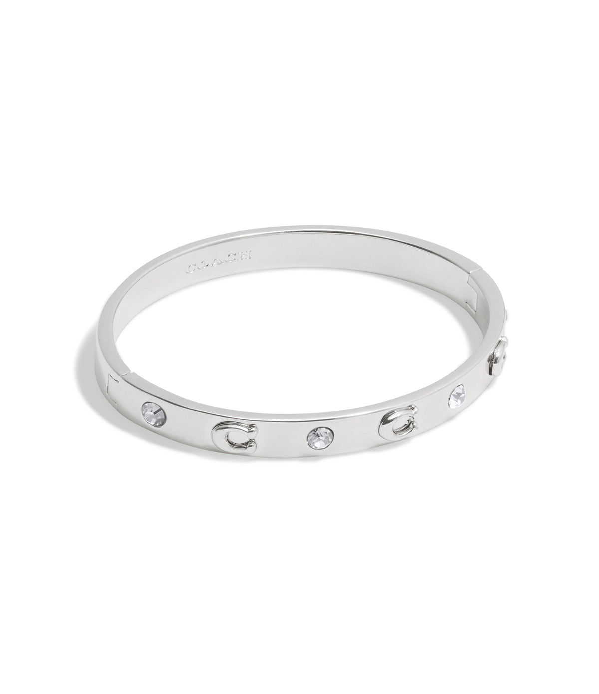 Coach Silver Boxed C Logo Hinged Bangle