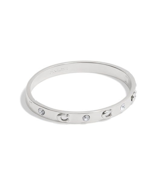 Coach Silver Boxed C Logo Hinged Bangle