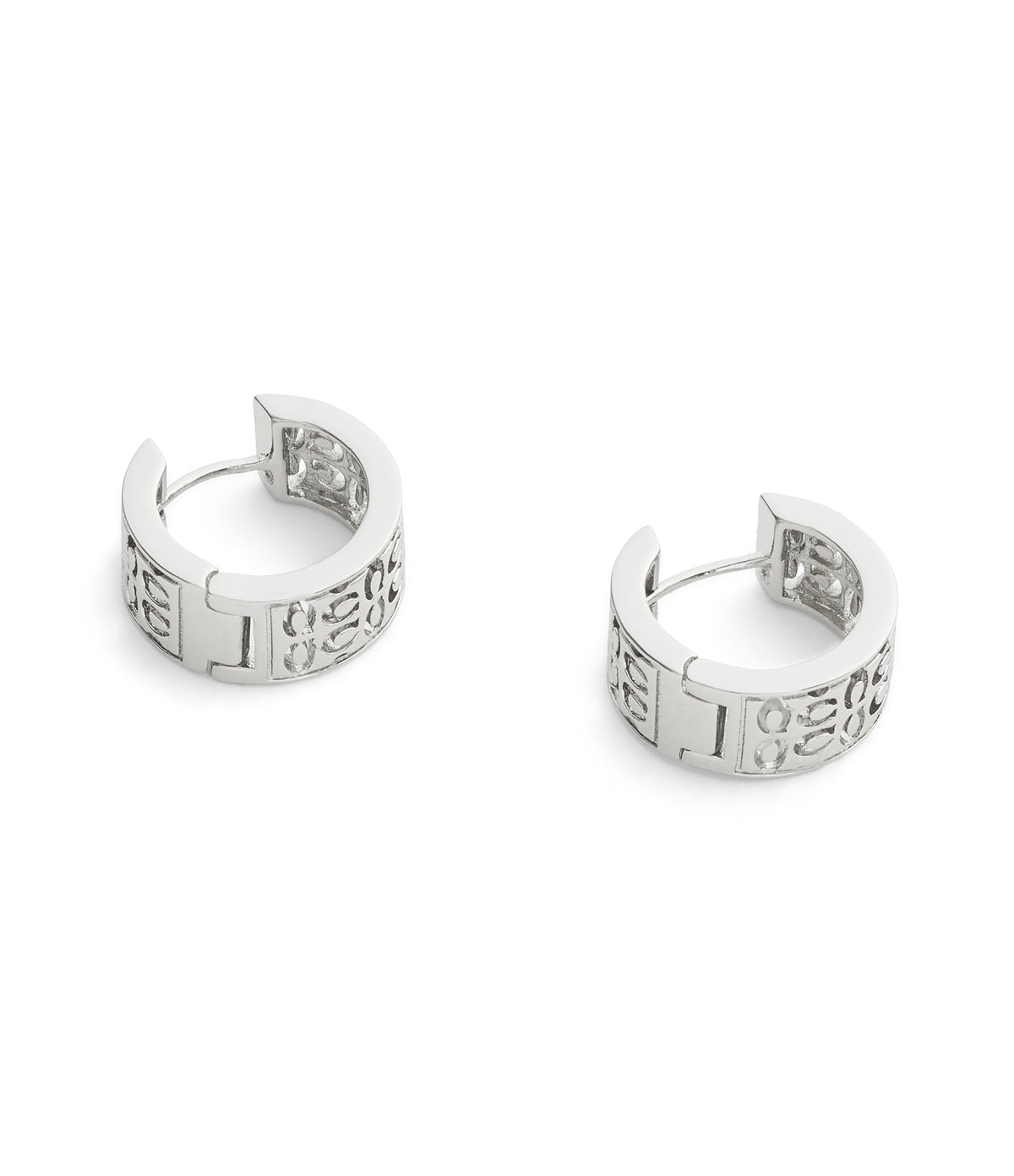 Coach Silver Quilted Cut Out Hoops