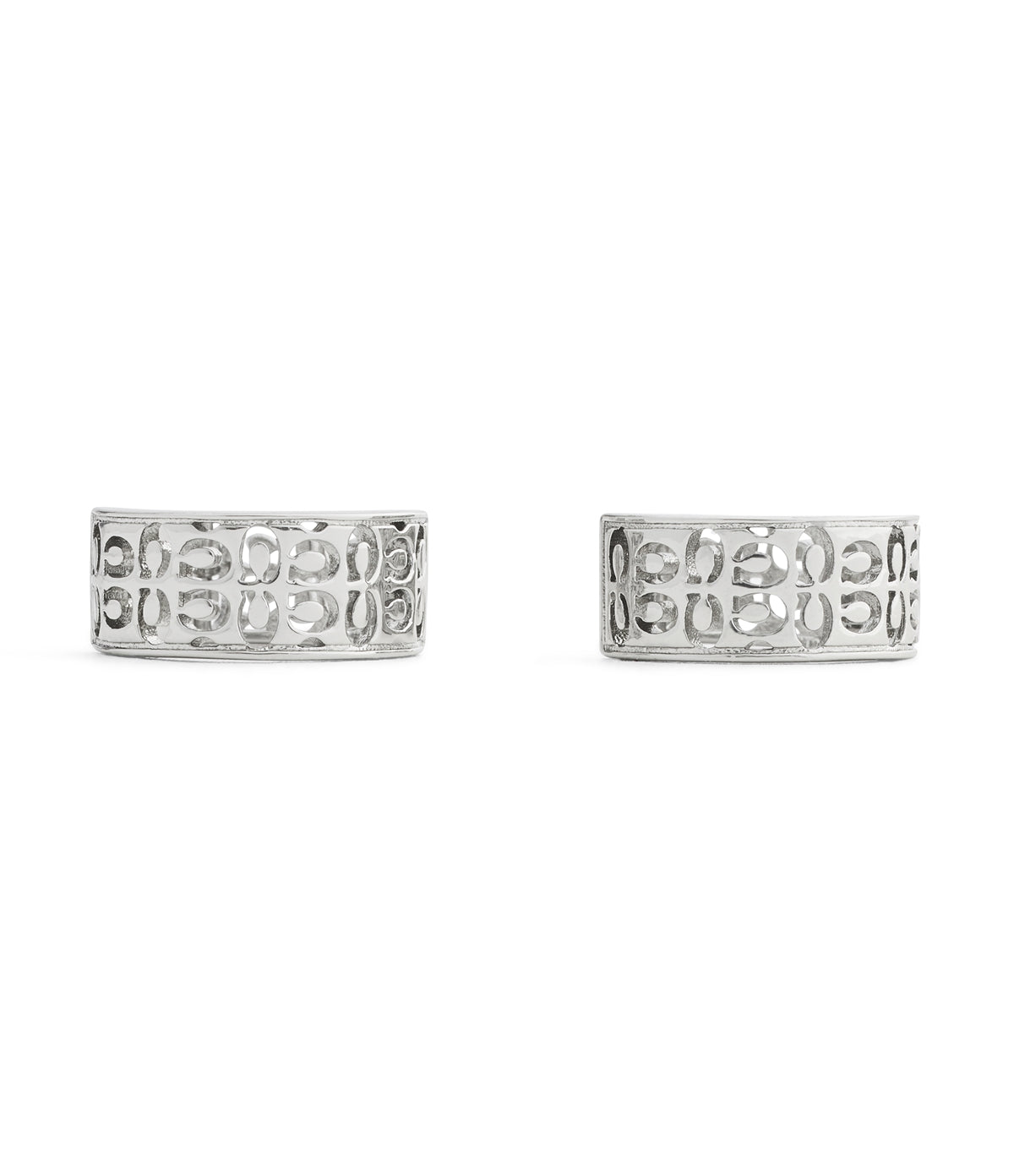 Coach Silver Quilted Cut Out Hoops