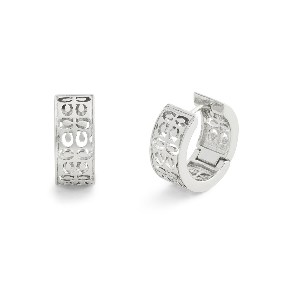 Coach Silver Quilted Cut Out Hoops