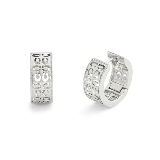 Coach Silver Quilted Cut Out Hoops