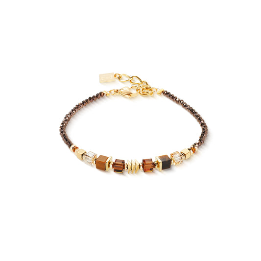 Coeur De Lion Gold Brown Wave Cube Flow Bracelet