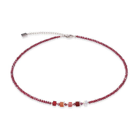 Coeur De Lion Silver Joyful Colours Red Cubes Necklace