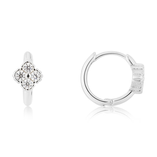 Argento Silver Clover Hoop Earrings