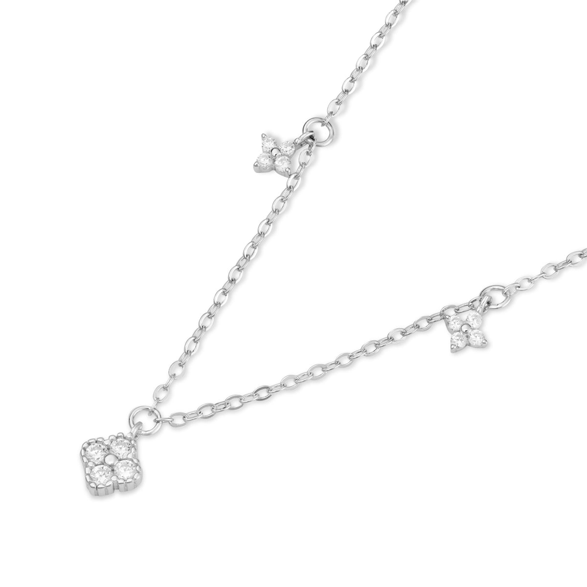 Argento Silver Multi Clover Necklace