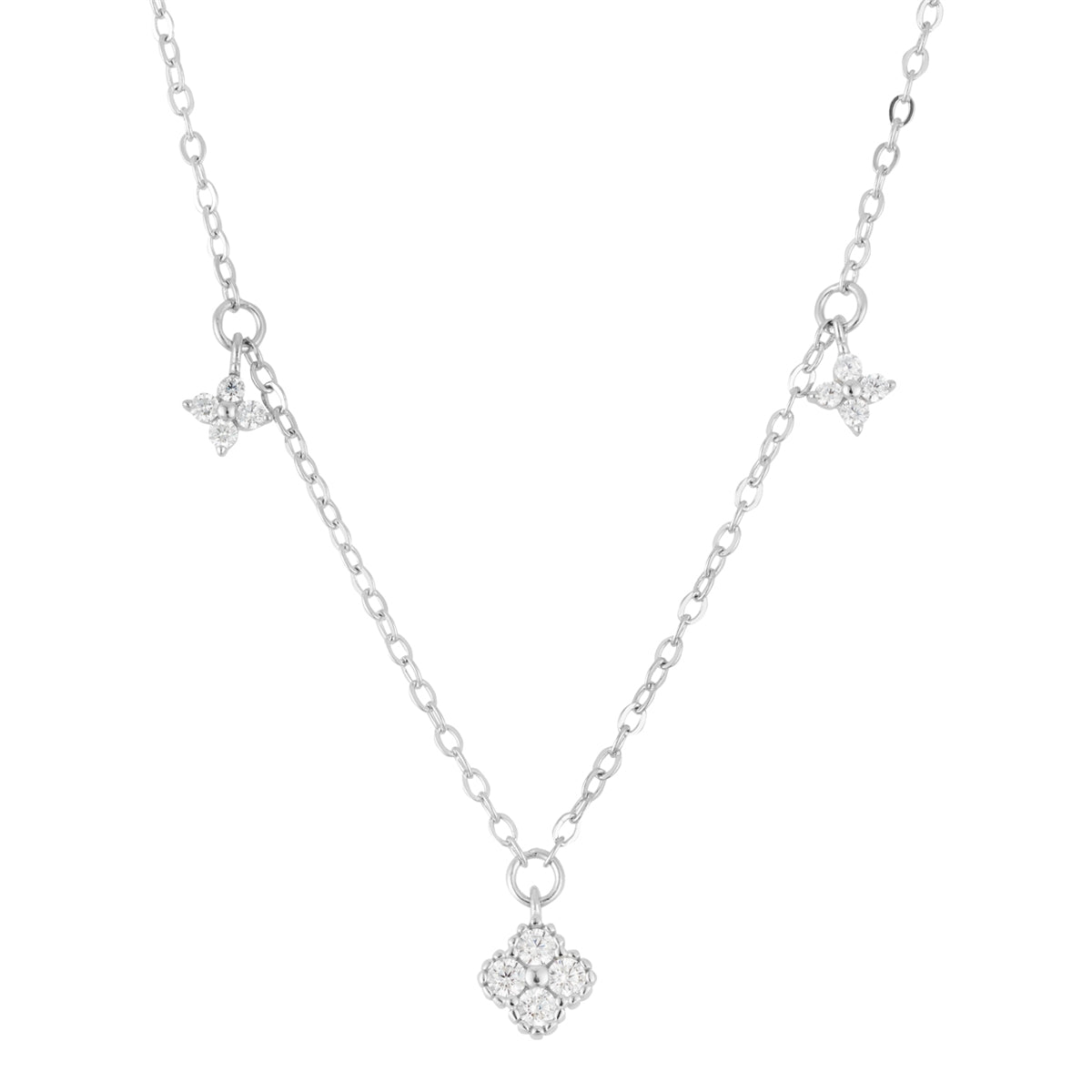 Argento Silver Multi Clover Necklace