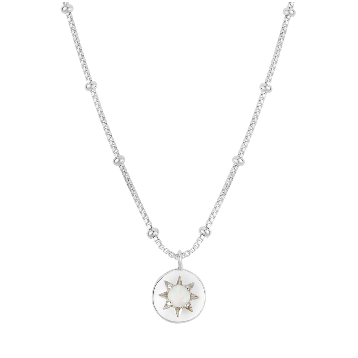 Argento Silver October Birthstone Opal Necklace