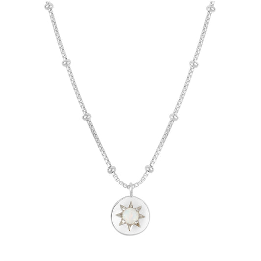 Argento Silver October Birthstone Opal Necklace