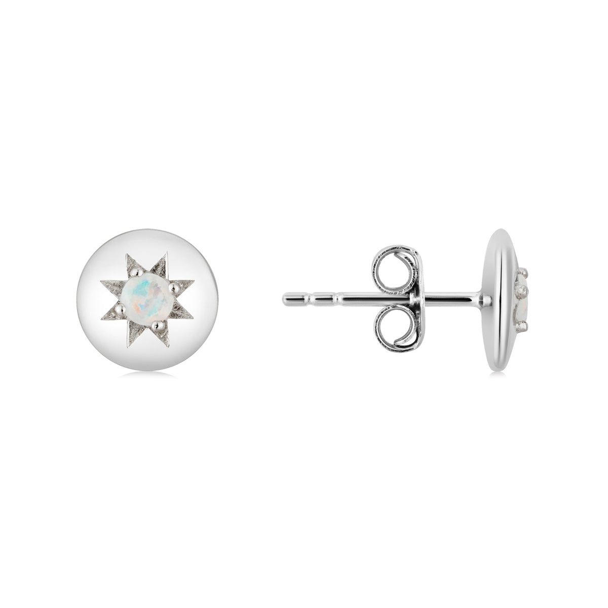 Argento Silver October Birthstone Opal Earrings