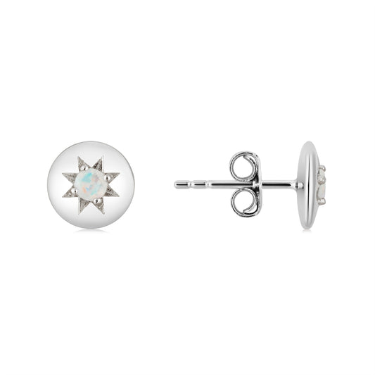 Argento Silver October Birthstone Opal Earrings