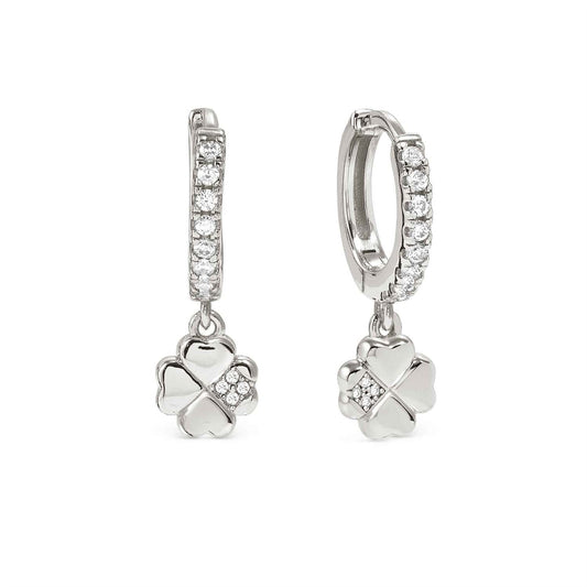 Nomination Silver Petit Sparkle Clover Hoop Earrings