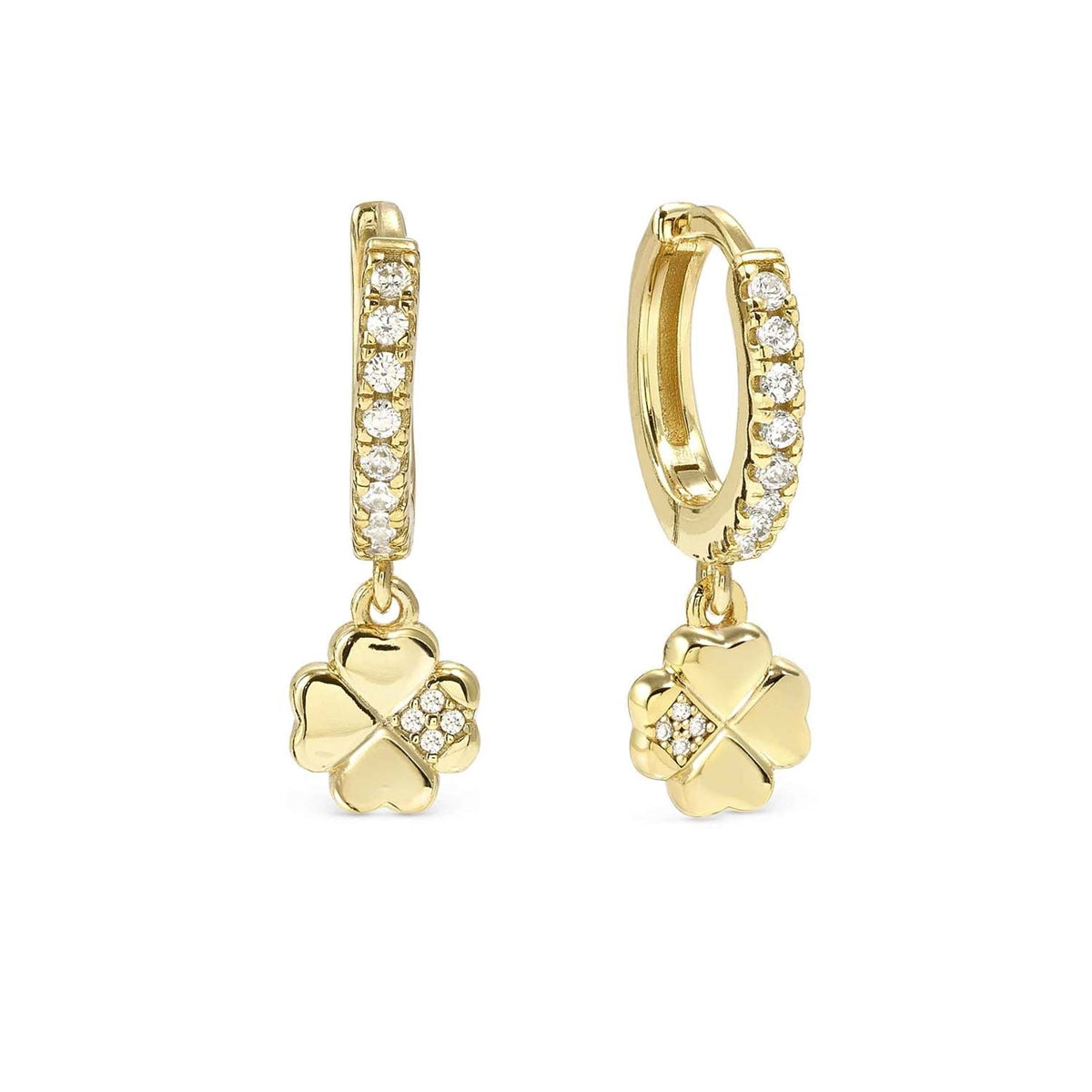 Nomination Gold Petit Sparkle Clover Hoop Earrings