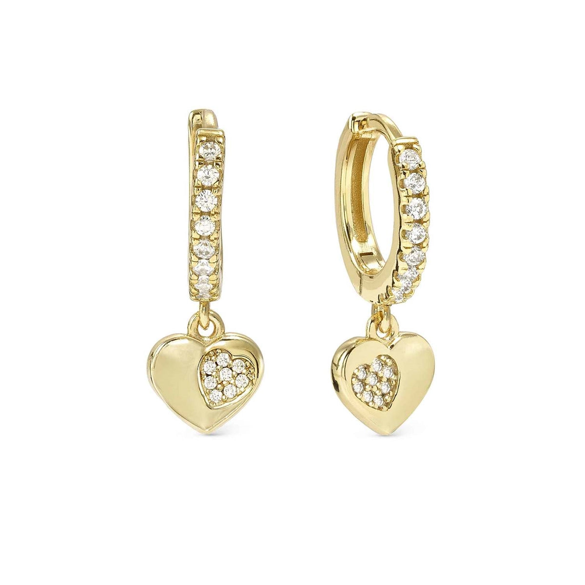 Nomination Gold Petit Sparkle Heart Hoop Earrings