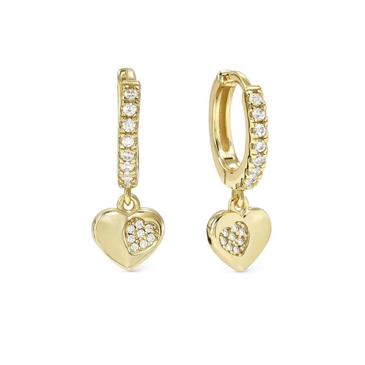 Nomination Gold Petit Sparkle Heart Hoop Earrings