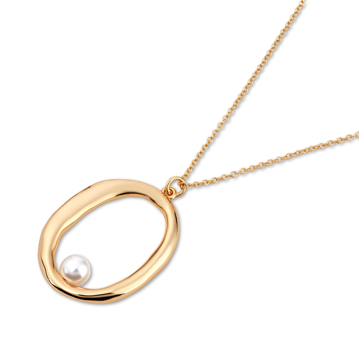 August Woods Gold Oval Pearl Necklace