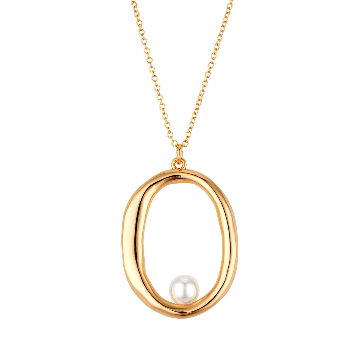 August Woods Gold Oval Pearl Necklace