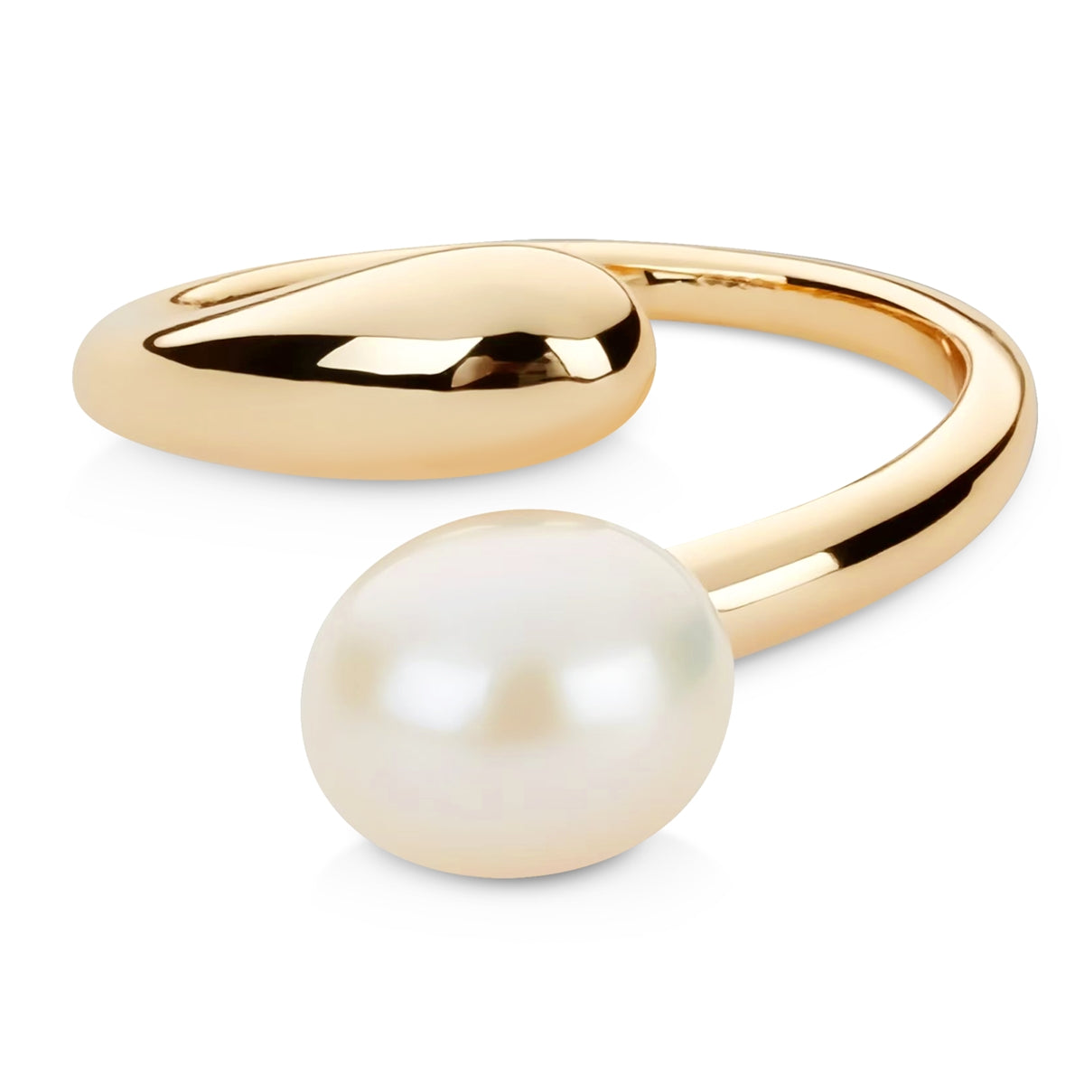 August Woods Gold Adjustable Freshwater Pearl Teardrop Ring